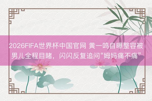 2026FIFA世界杯中国官网 黄一鸣自曝整容被男儿全程目睹，闪闪反复追问“姆妈痛不痛”