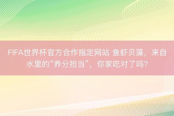 FIFA世界杯官方合作指定网站 鱼虾贝藻,来自水里的“养分担当”,你家吃对了吗?