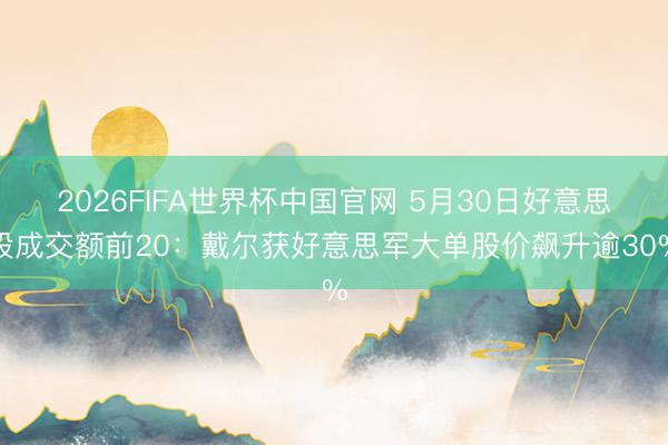 2026FIFA世界杯中国官网 5月30日好意思股成交额前20:戴尔获好意思军大单股价飙升逾30%