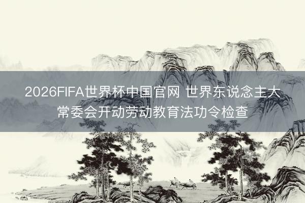 2026FIFA世界杯中国官网 世界东说念主大常委会开动劳动教育法功令检查
