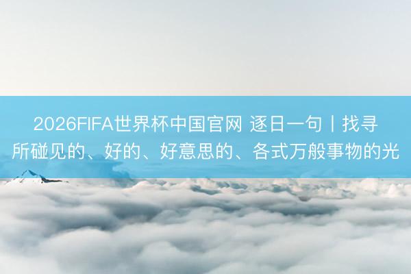 2026FIFA世界杯中国官网 逐日一句丨找寻所碰见的、好的、好意思的、各式万般事物的光